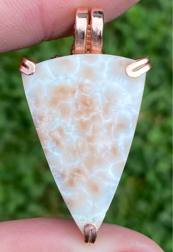 Natural Thomsonite Copper Triangle Pendant.