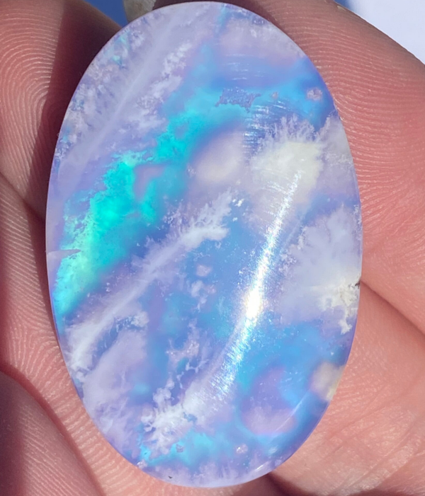 Unique Plume Agate Aurora Doublet.