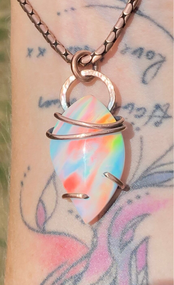 Oparex™ Aurora Opal Copper Pendant.