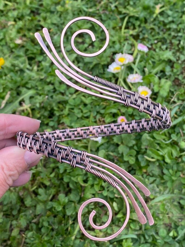 Celtic Spiral Copper Arm Cuff.