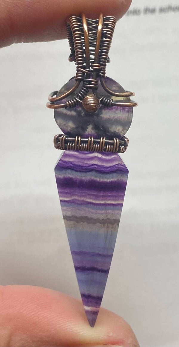 Rainbow Fluorite Kunai Reversible Pendant.