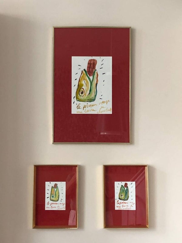 Aquarel #Le poisson mange une barre de chocolate