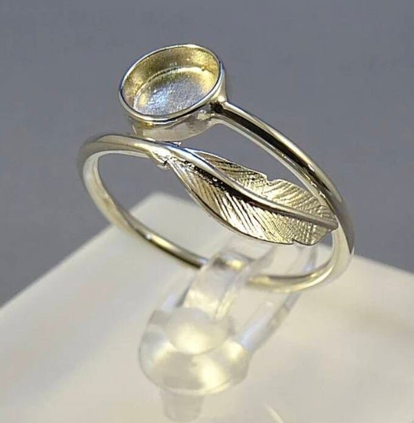 Solid silver adjustable feather ring