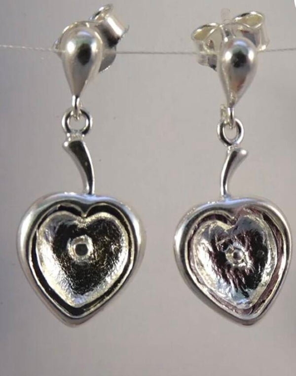Silver 925 heart drop earrings