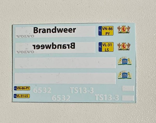 Decalset 1:87 - Brandweer, alle Volvovarianten