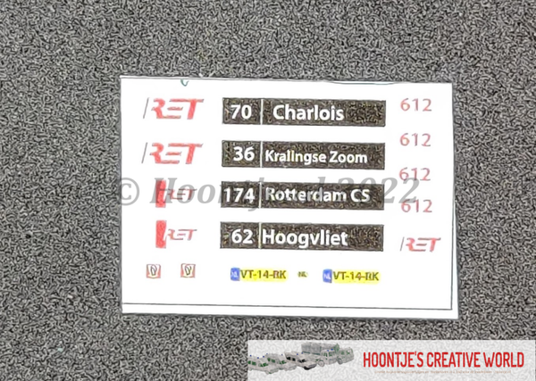 Decalset 1:160 - voor 12 mtr DUVEDEC van de RET