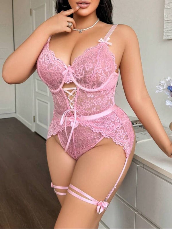 Marry Me Pink Lace Bodysuit