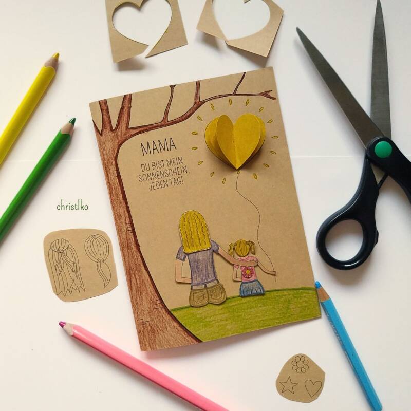 basteln muttertag vatertag vorlage download christlko kinder kind mama papa für downlaod vorlage danke effekt 3 D christlko