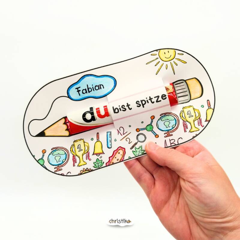 Schulstart Einschulung Karte Mut machen kleine Aufmerksamkeit kostenlose Vorlage Bastelvorlage PDF Download zum zur Grundschule Volksschule erster Schultag schnelle und einfache Bastelidee für die Schultüte von Herzen Christlko Christine Kohl Freebie