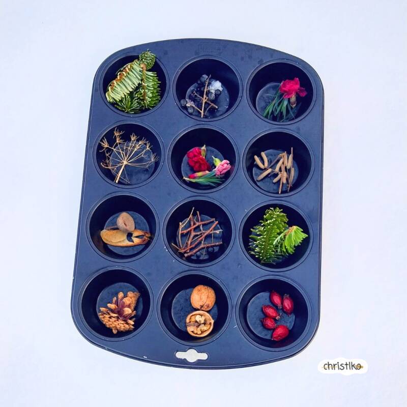 Muffins Eismuffins Winterideen Winterspaß kalte Jahreszeit Draußenzeit Spielspaß Spielidee für den winter Basteln mit Kindern frostig kalt Kinder in der Natur Naturspiele Naturmaterial beschäftigung Christlko lernen kinderexperiment Schneeburg Naturdeko