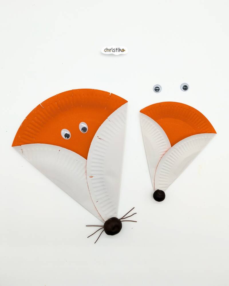 fuchs basteln mit kindern aus papptellern papierteller füchse Christlko pappteller herbstbastelei herbst basteln schnelle und einfache bastelidee diy für kinder basteln mit papier und naturmaterialien