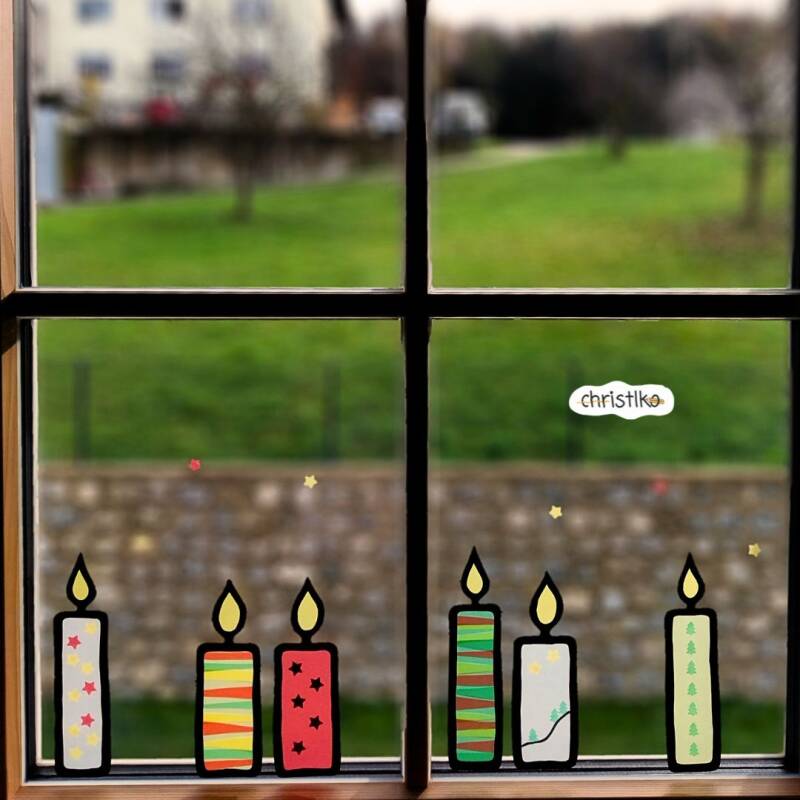 Kerze Kerzen Fensterbild Fensterkerzen Weihnachtsdekoration Basteln mit Kindern Vorlage kostenlos Download leuchtende Fenster Kindergarten Kita Hort Schule Erzieherin Lehrerin Pädagogin christlko strahlende Fenster Weihnachten Winter kreativ sein Beschäft