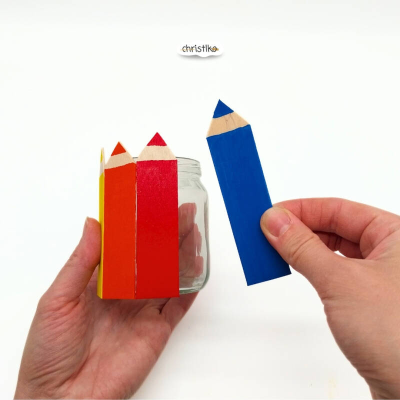 windlicht basteln für den Schulanfang, schulstart, schulbeginn, einschulung, erster Schultag, feier, tischdeko, schule, stift, stifte, christlko, DIY, Deko, basteln mit Kindern, Upcyclingidee, schnelle und einfache Bastelidee