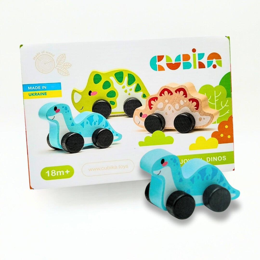 Fahrende Dinos 3 Stk. - Holzspielzeug von Cubika
