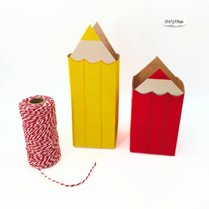 Überraschungs -  Stift zum Schulanfang, Schulstart, Schulbeginn, Einschulung, schnelle und einfache Bastelidee, Geschenksidee für Kinder Schulkind, Christlko, Christine Kohl, Stift, Buntstift basteln, DIY, Tetrapack, Upcycling, nachhaltig, erster Schultag