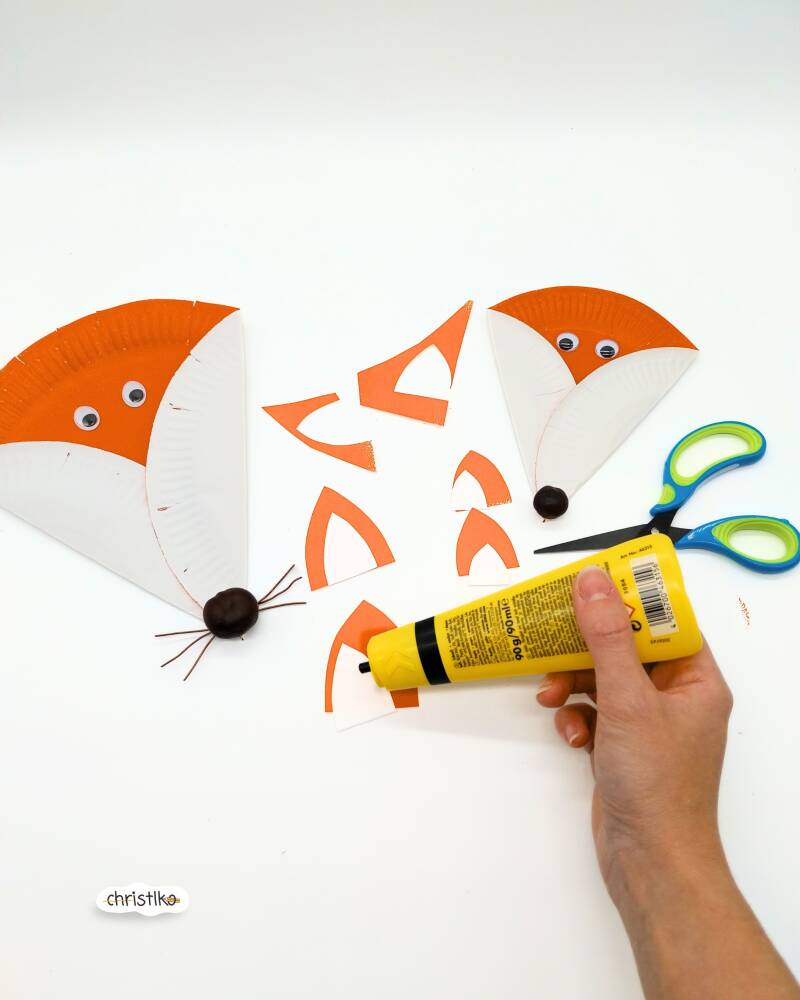 fuchs basteln mit kindern aus papptellern papierteller füchse Christlko pappteller herbstbastelei herbst basteln schnelle und einfache bastelidee diy für kinder basteln mit papier und naturmaterialien