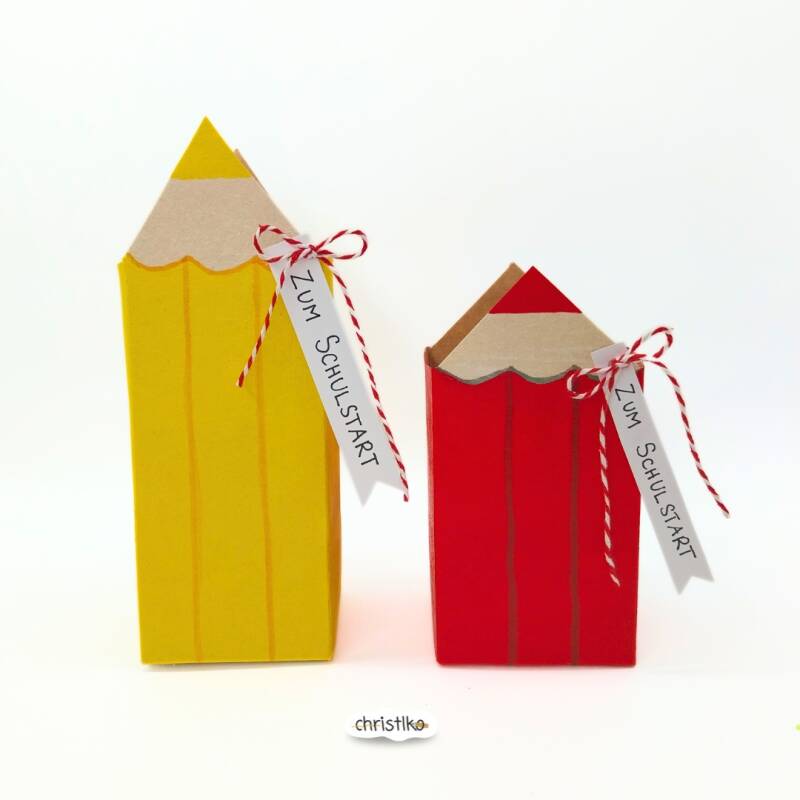 Überraschungs -  Stift zum Schulanfang, Schulstart, Schulbeginn, Einschulung, schnelle und einfache Bastelidee, Geschenksidee für Kinder Schulkind, Christlko, Christine Kohl, Stift, Buntstift basteln, DIY, Tetrapack, Upcycling, nachhaltig, erster Schultag