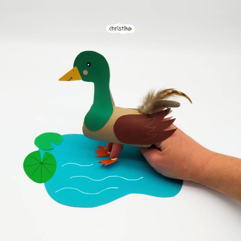Ente basteln mit Klopapierrolle Klorolle einer Erpel kreativ kind kinder schule grundschule volksschule kindergarten christlko vorlage download naturmaterial tier natur kindern kostenlos PDF Christlko basteln mit Klorollen Klopapierrollen Upcyclingidee