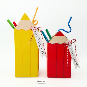 Überraschungs - Stift zum Schulanfang, Schulstart, Schulbeginn, Einschulung, schnelle und einfache Bastelidee, Geschenksidee für Kinder Schulkind, Christlko, Christine Kohl, Stift, Buntstift basteln, DIY, Tetrapack, Upcycling, nachhaltig, erster Schultag