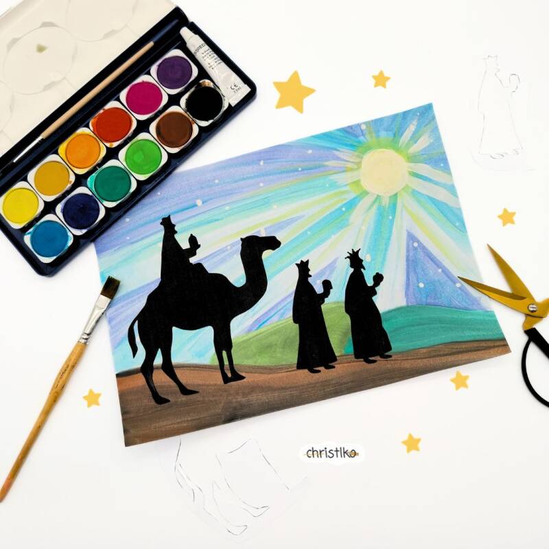 Hl Drei Könige Weisen aus dem Morgenland Dreikönigstag Christlko Kamel König Weihnachten Fensterbild Basteln mit Kindern Bastlidee für Kinder Kreativ Vorlage Download Kostenlos Zeichenunterricht Lehrer Erzieher Schule Grundschule Volksschule Bild 