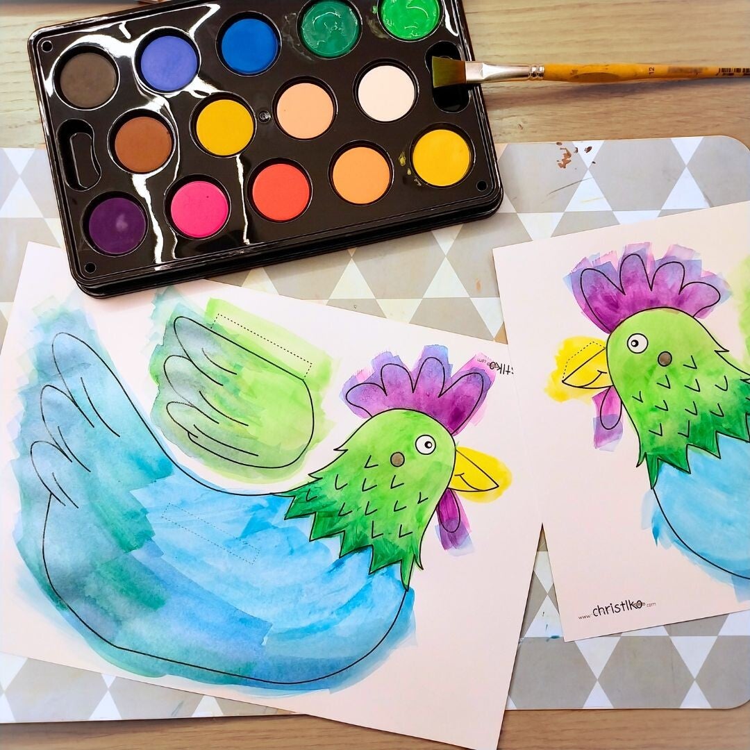 Huhn Henne basteln ostern osterkorb korb osterkörbchen papier körbchen mit kinder kindern kind in der schule im kindergarten volksschule grundschule diy vorlage download datei druckvorlage kreativ osternest ostereier eierkorb christlko christine kohl