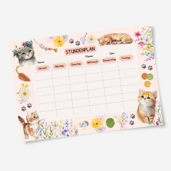 Katzen Stundenplan zum Ausdrucken