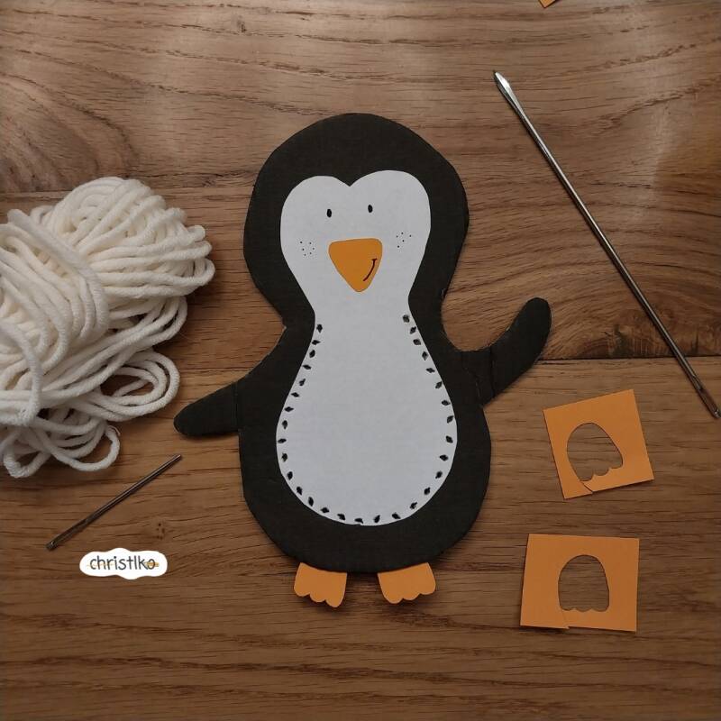 Pinguin basteln mit kindern kostenlose Vorlage Christlko kindergarten kita schule hort download bastelideen winter kreativ