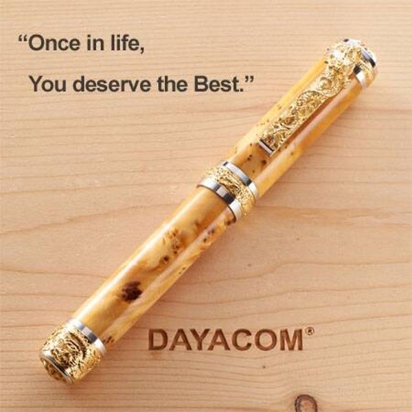Oriental Dragon Fountain Pen Kit - 22KT Gold & Palladium (Dayacom)