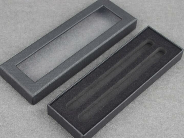 Papieren pennendoos zwart voor 2 pennen