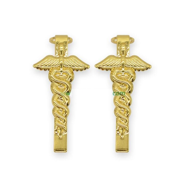 Goud plate mediche clip, Gold caduceus medical clip