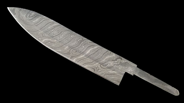 Damast mes 330x46x2,5mm groot