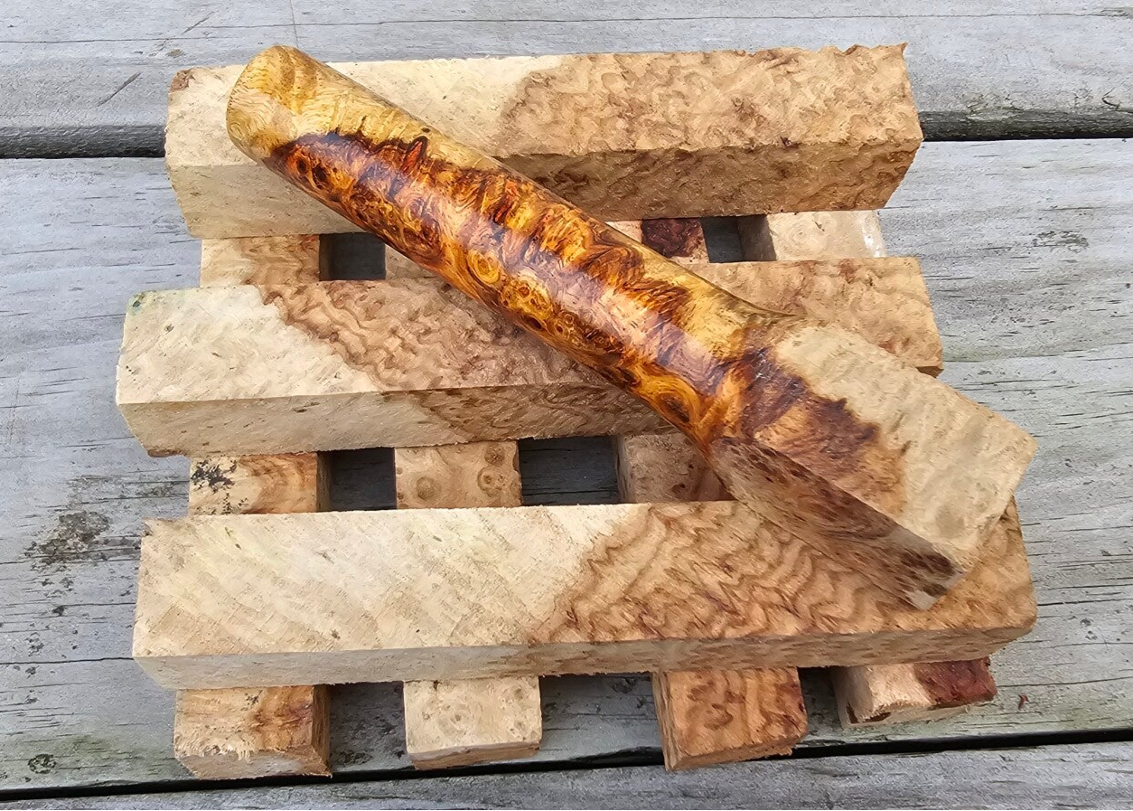 Golden Amboyna Burl geel/wit  24x24x150mm