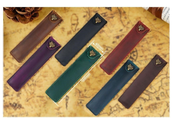 Top handmade leather pen sleeves 3 kleuren 168x40mm