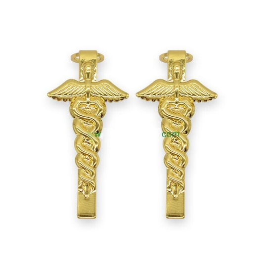Goud plate mediche clip, Gold caduceus medical clip