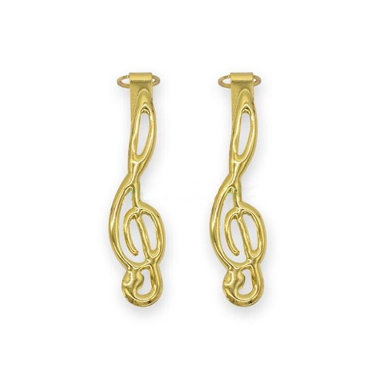 Goud Plate muzieknoot clip, Gold treble clef clip