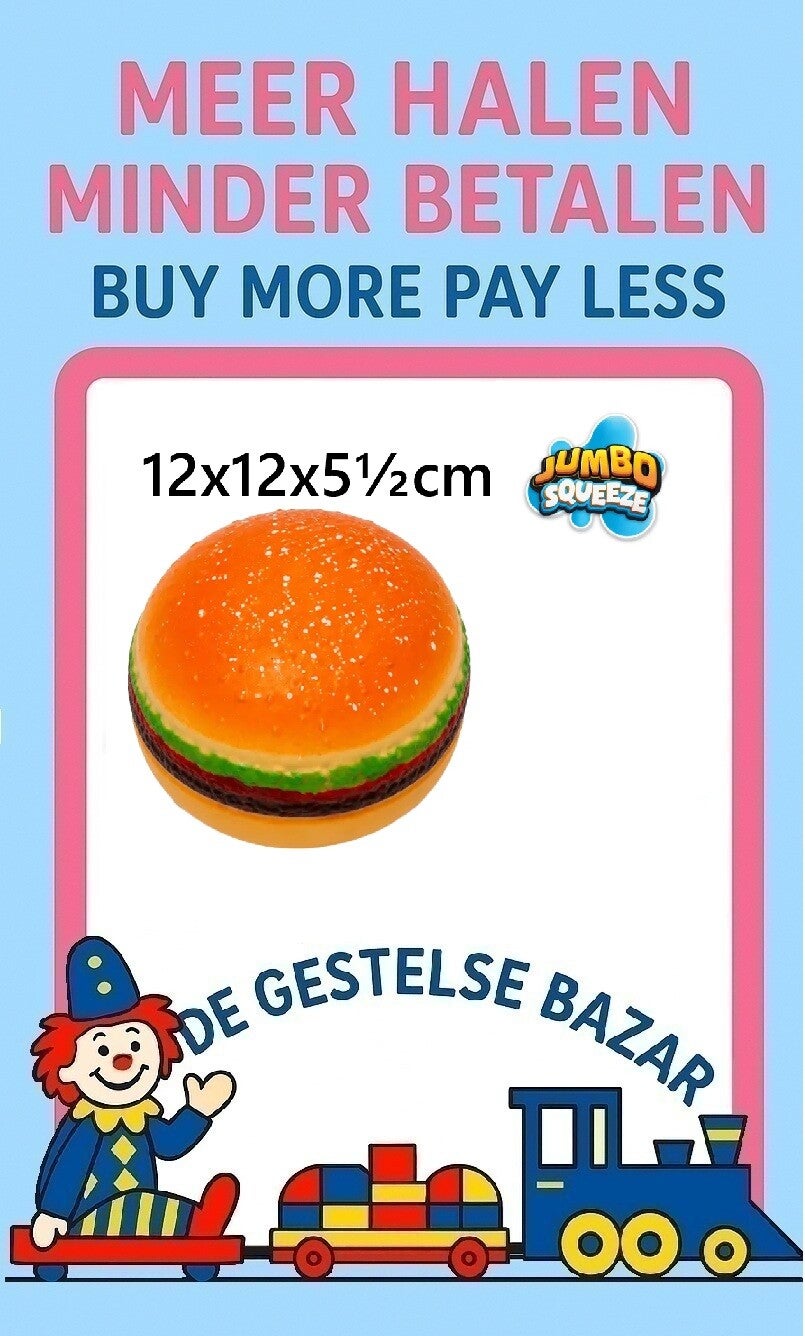 Art nr 576 JUMBO Squeeze Hamburger circa 12x12x5½cm