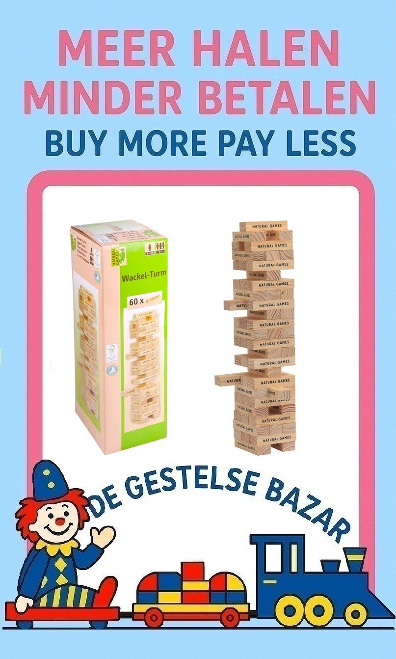 Art nr 541 Natural Games JENGA de WANKELTOREN spel met 60stenen 5-99jr