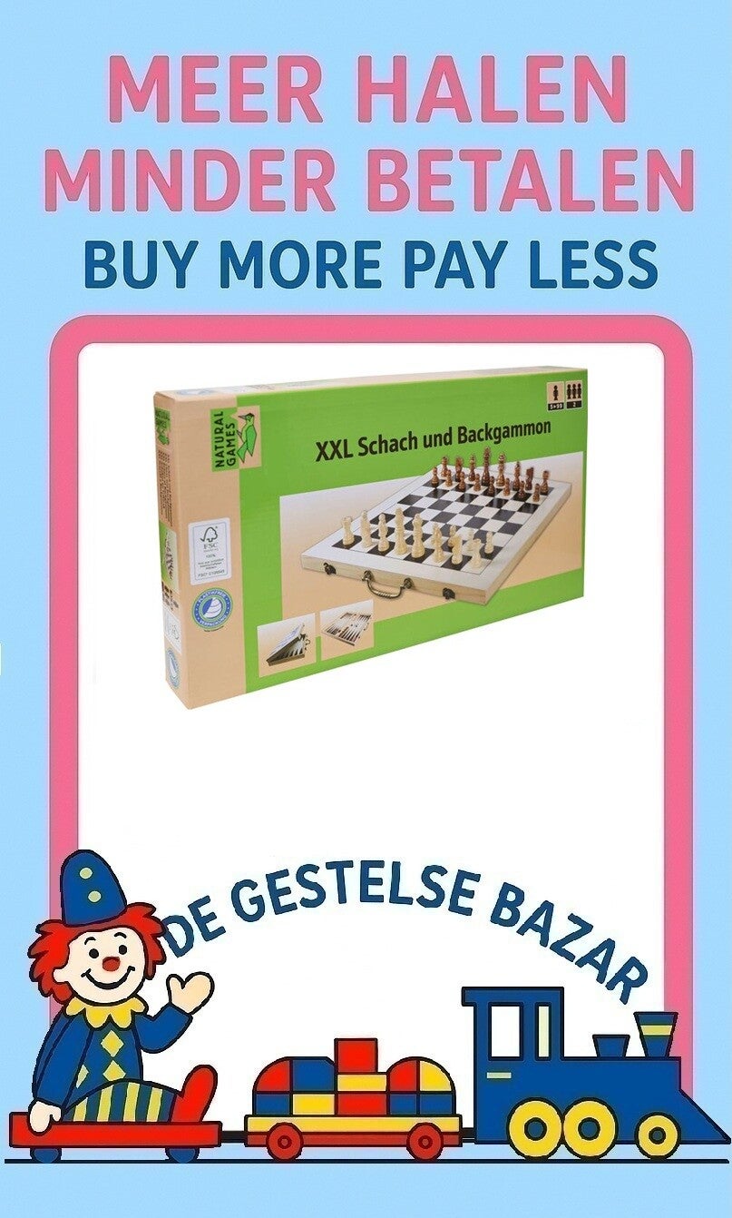 Art nr 544 Natural Games XXL 2in1 Schaak &  Backgammon spel in Koffer 5+