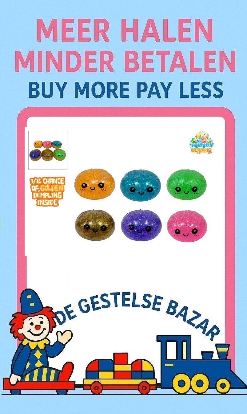 Art nr 443 Kawaii Fidget Glitterslijm Dumpling 8½cm in Stoommand 10cm