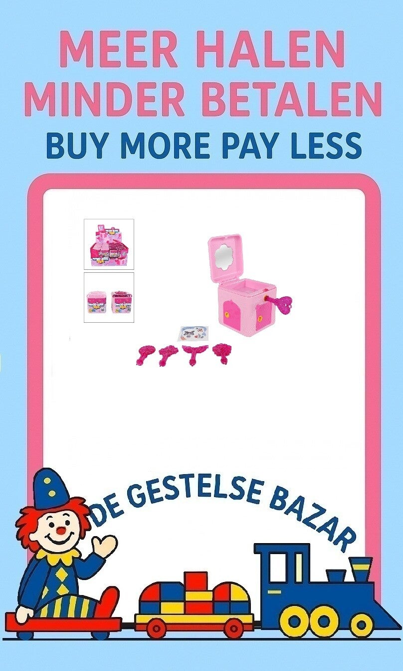 Art nr 458 Surprise Box 4 Deurtjes/5 Sleutels Roze 5x5x5cm Assorti