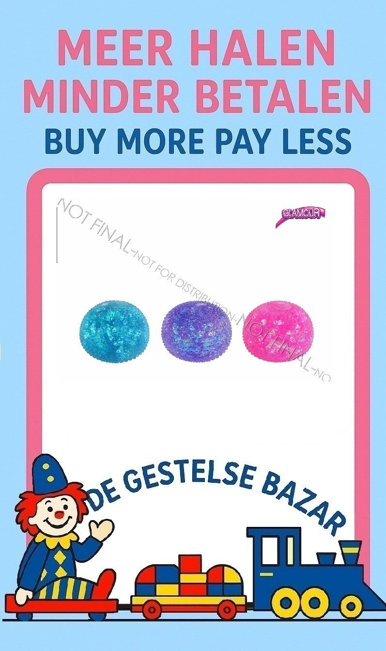 Art nr 450 Glamour MEGA Kristal Sugar Stressbal circa 750gram assorti circa 10cm