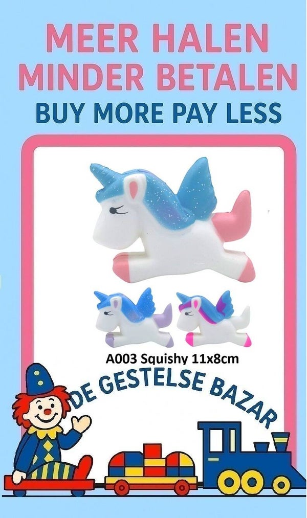 Art nr 599 Squishy Unicorn ass.Kleuren circa 11x8cm 3+