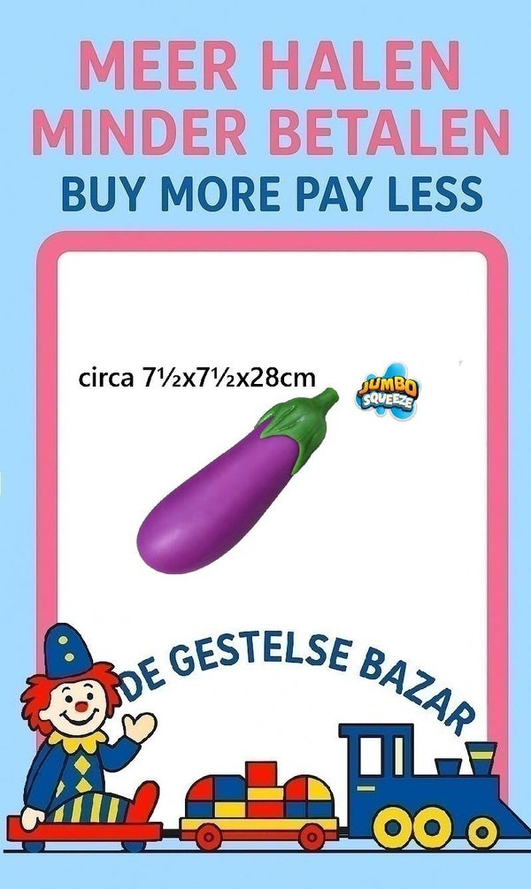 Art nr 581 JUMBO Squeeze Aubergine circa 7½x7½x28cm