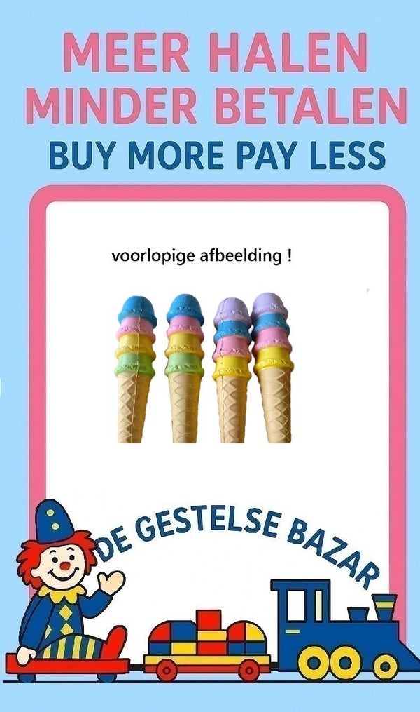 Art nr 592 JUMBO Squeeze IJSJE met 4 Bolletjes circa 30cm