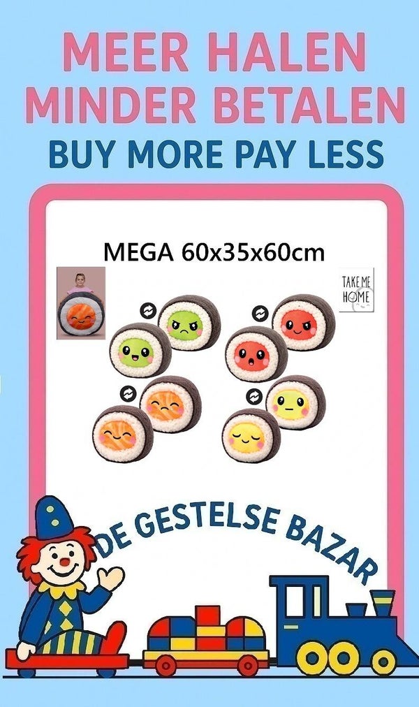 Art nr 590 Take Me Home Kawaii Sushi pluche ass. Circa 60x35x60cm