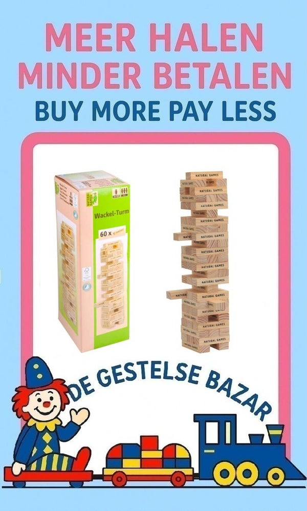 Art nr 541 Natural Games JENGA de WANKELTOREN spel met 60stenen 5-99jr