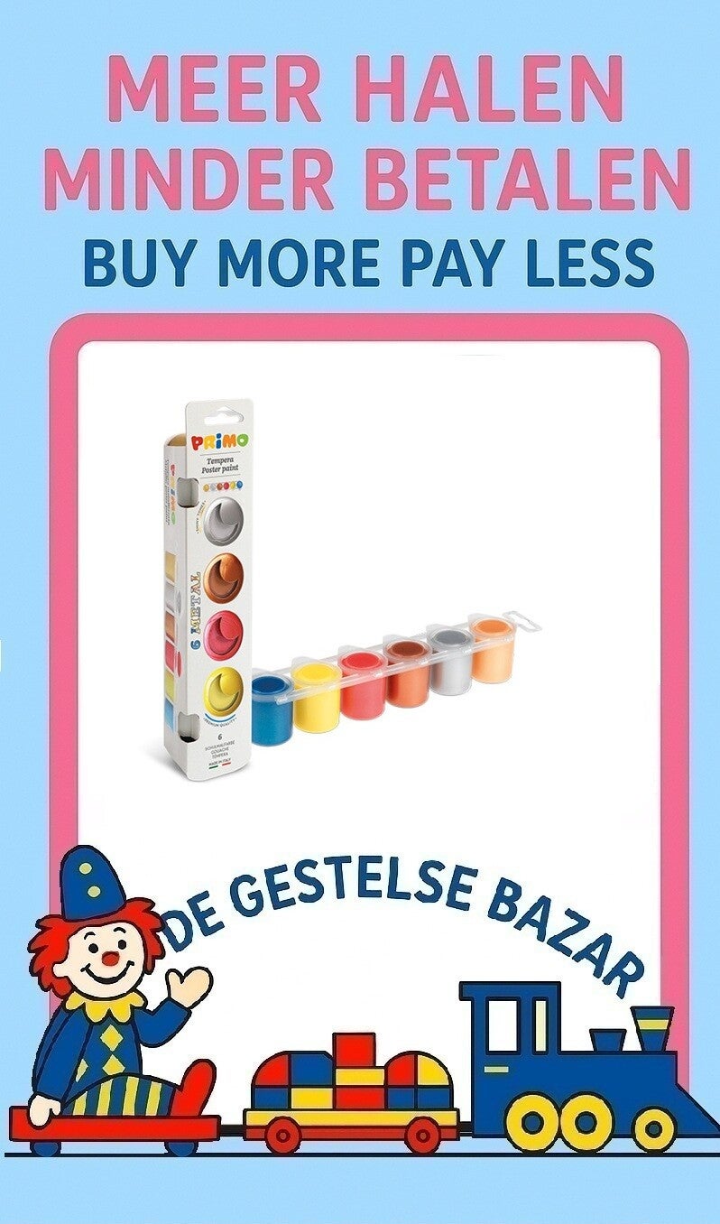 Art nr 268 primo 6 Metallic Colors Plakkaatverf Potjes 6x25ml 3+