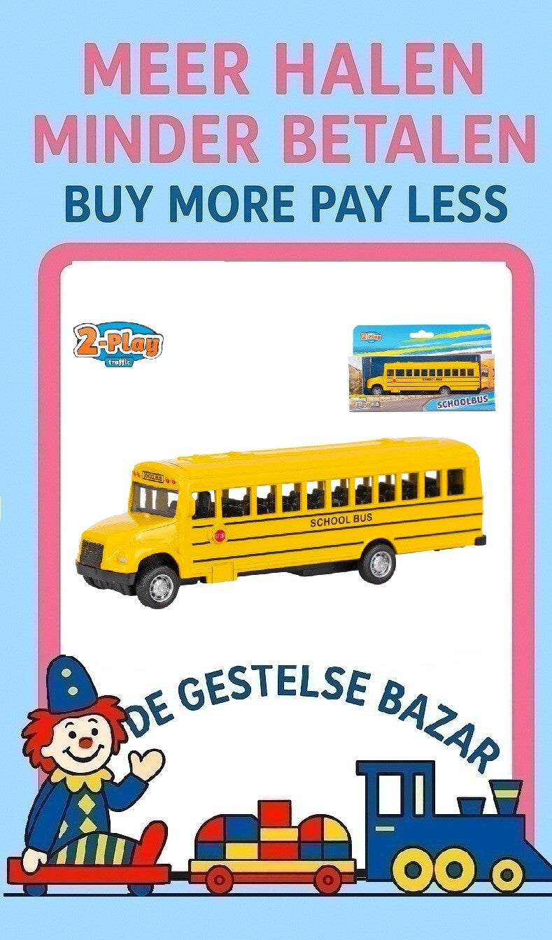 Art Nr 647 2-Play Amerikaanse Schoolbus Frictie Geel circa 14cm