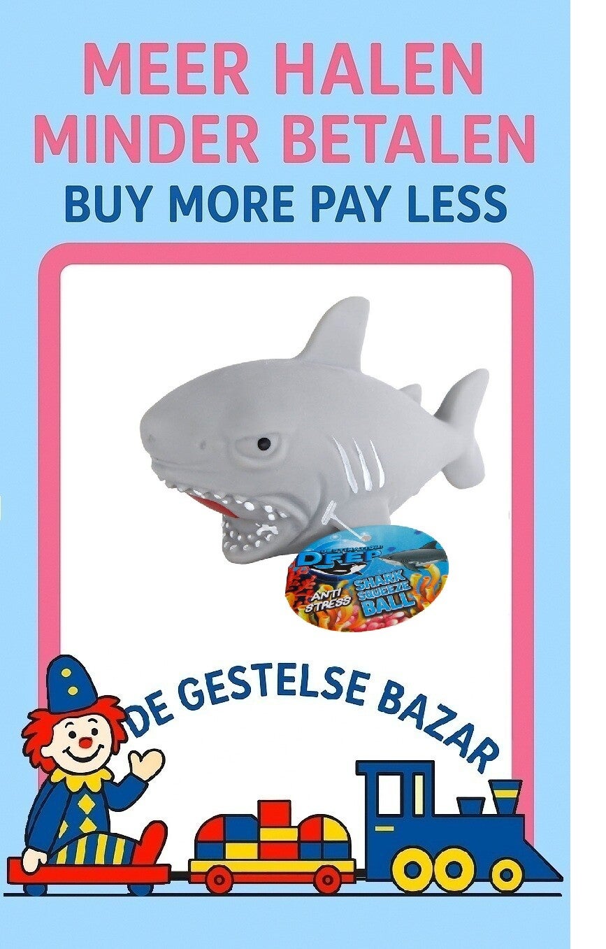 Art nr 128 Destination Deeo Knijpbal Haai met Waterparels 14cm