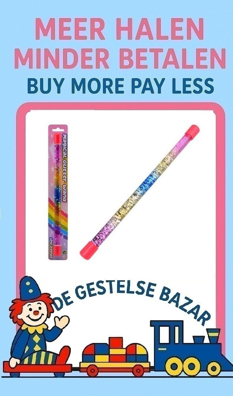 art nr 033 Glitter Vloeistof Rainbow Baton Toverstaf circa 31cm 3+